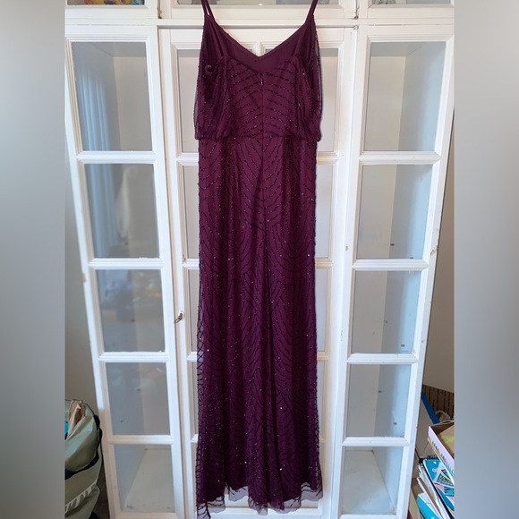 Adrianna Papell Elegant Purple Beaded Evening Gown - Picture 2 of 3